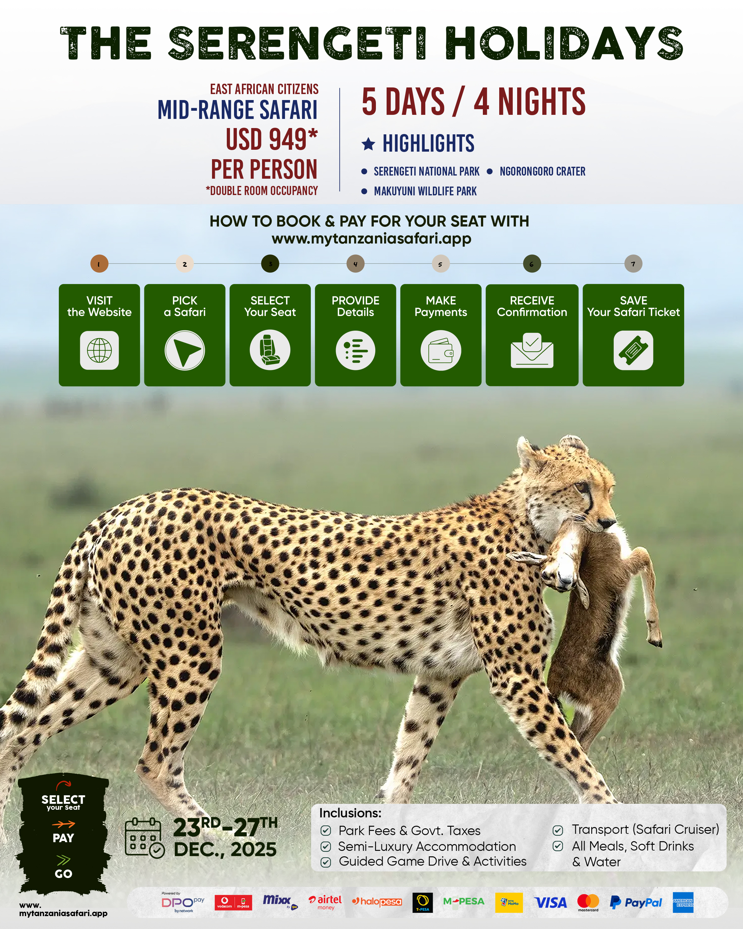 The Serengeti Holidays - 5Days/4Nights (Shared Accommodation)