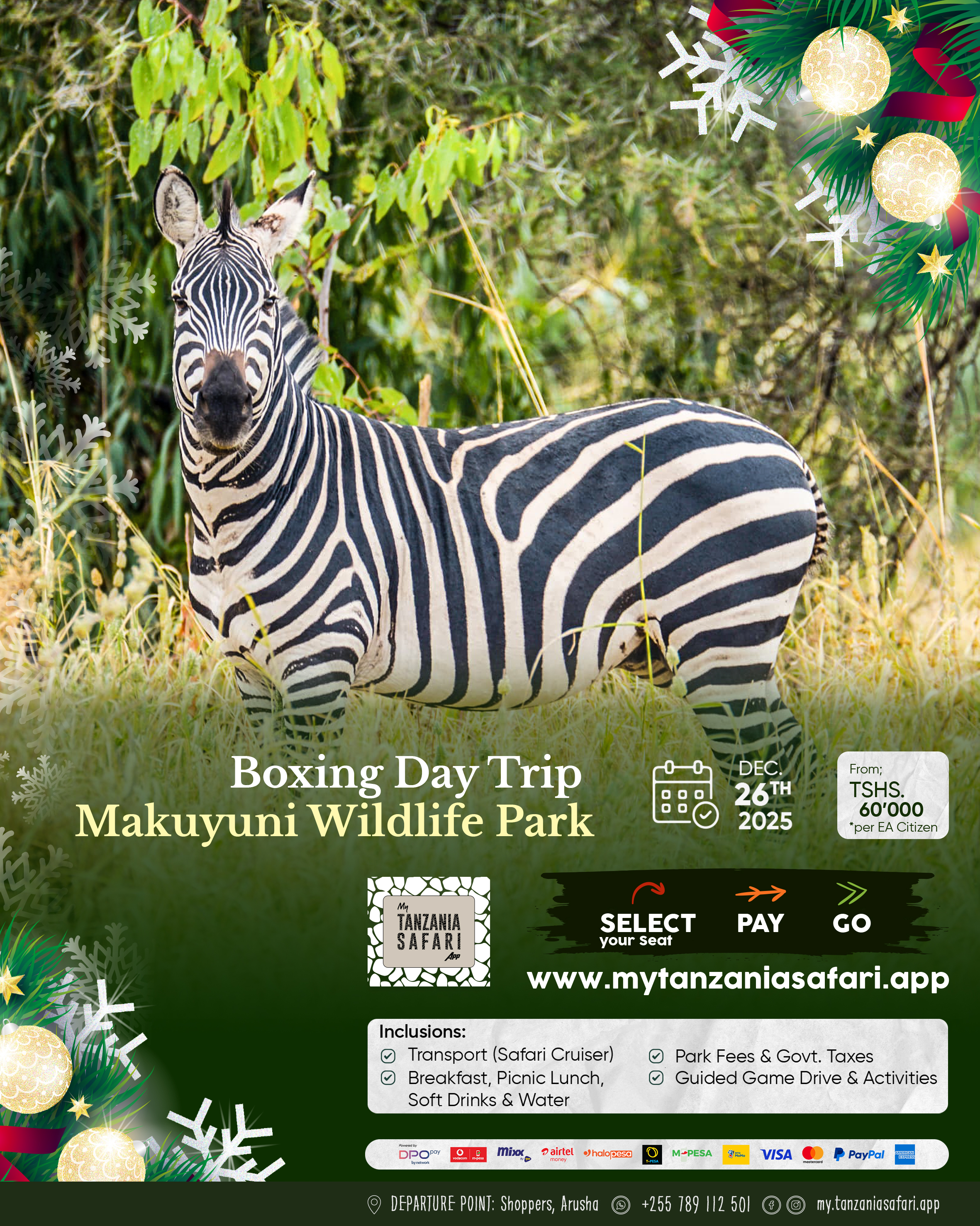 Boxing Day Dec. 25 - Makuyuni Wildlife Park Trip