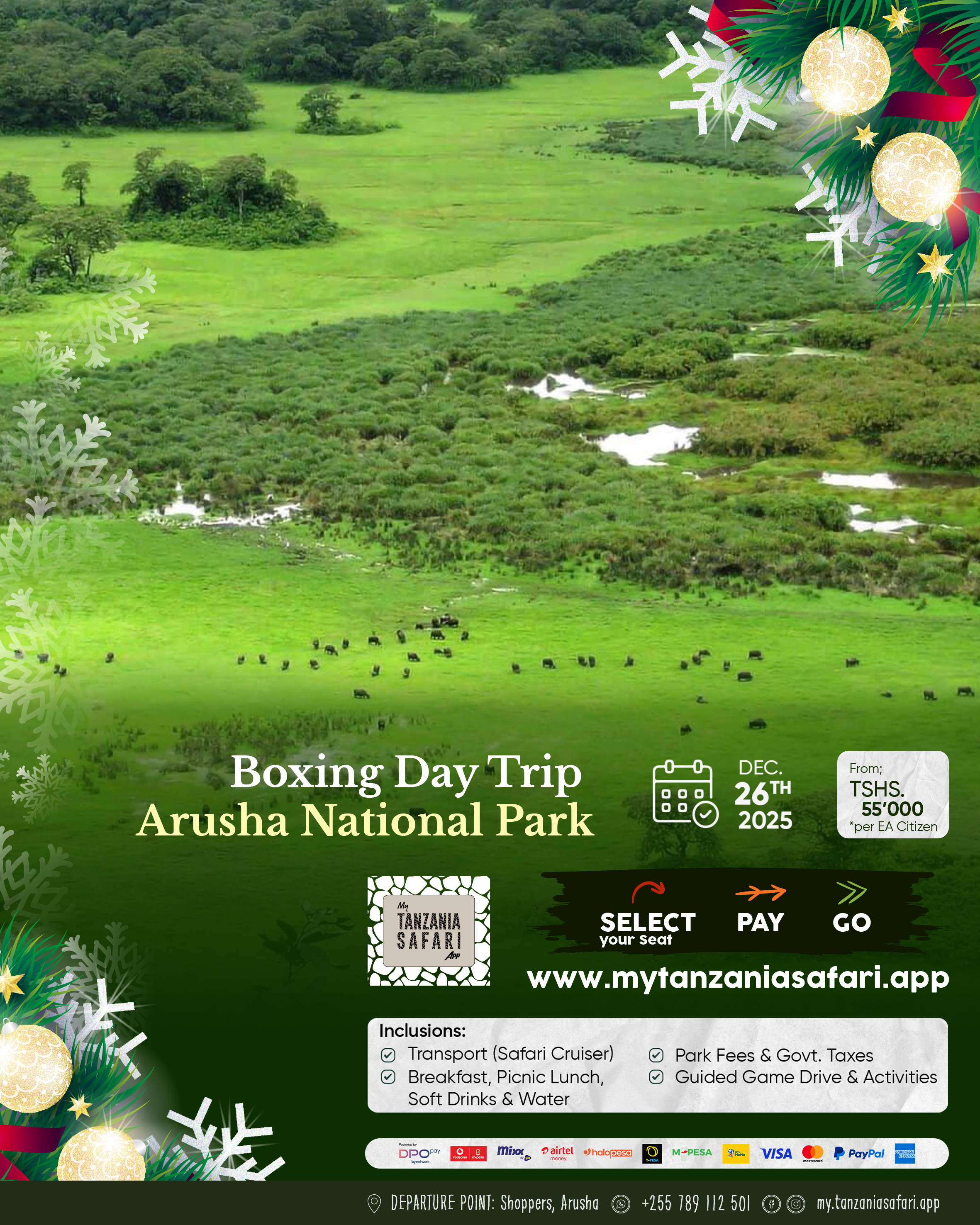 Arusha Nationa Park Day Trip - Boxing Day Dec. 25