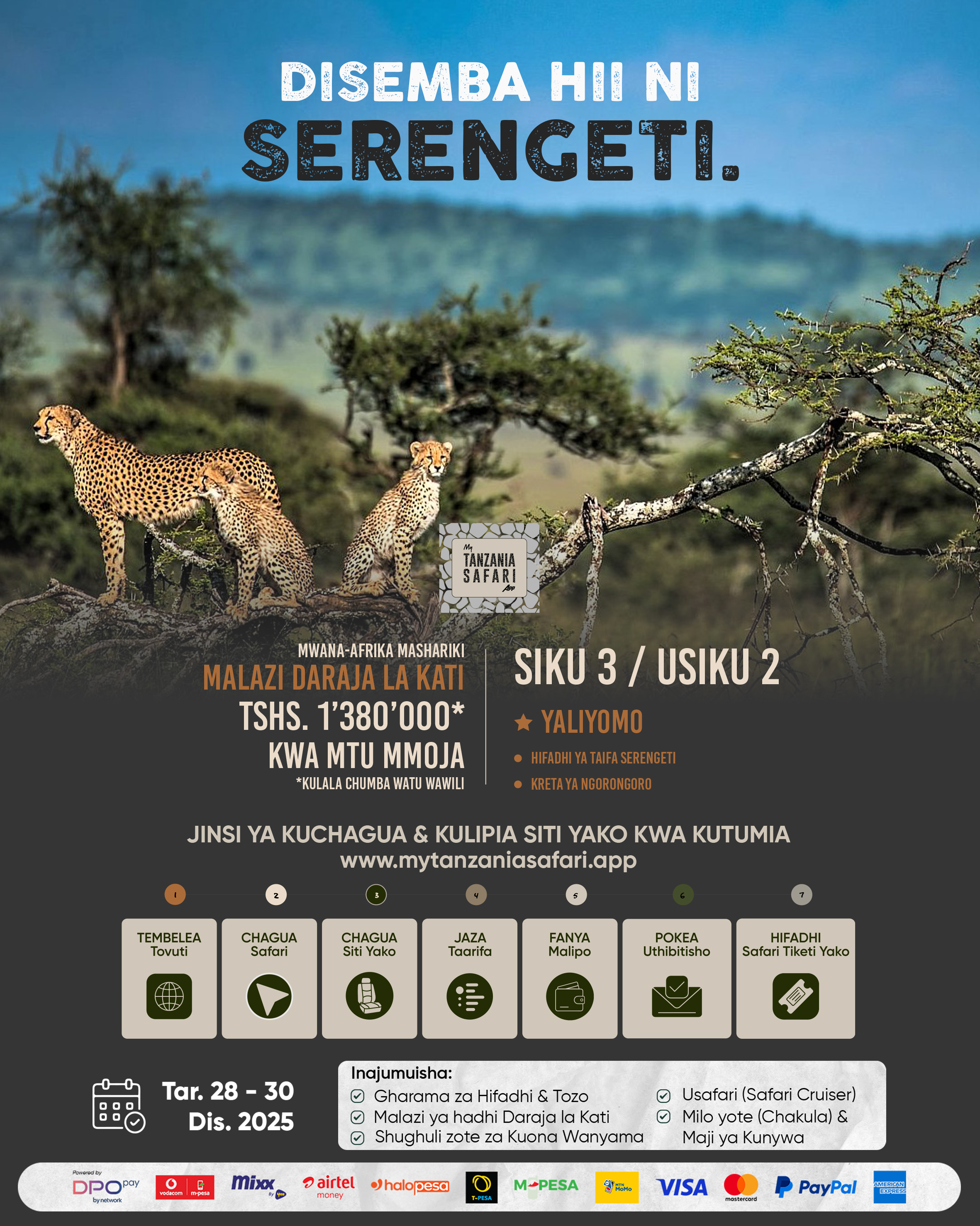 SIKU 3 Disemba Serengeti (Chumba Cha Kulala Wawili)