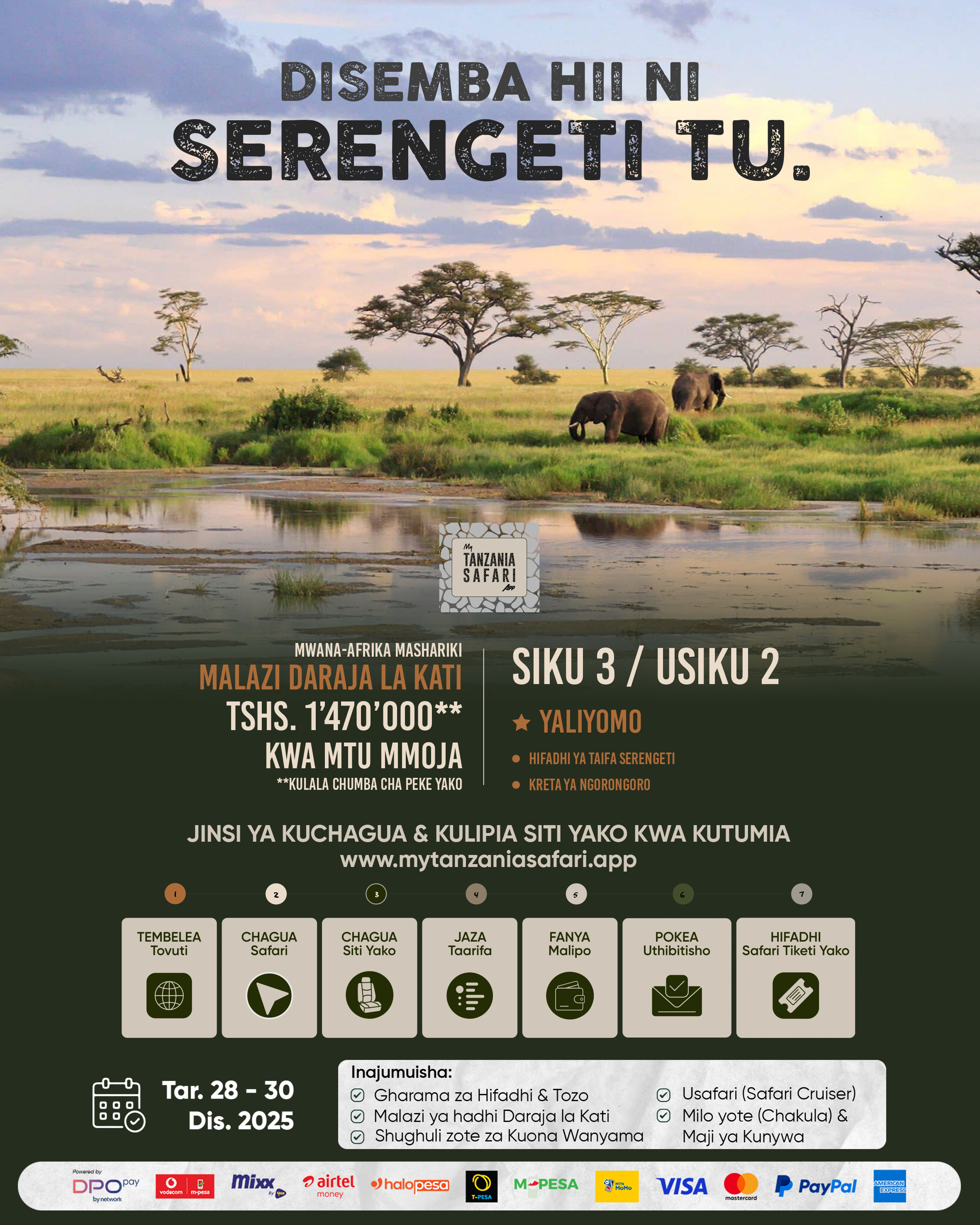 SIKU 3 Disemba Serengeti (Chumba Cha Kulala Peke Yako)