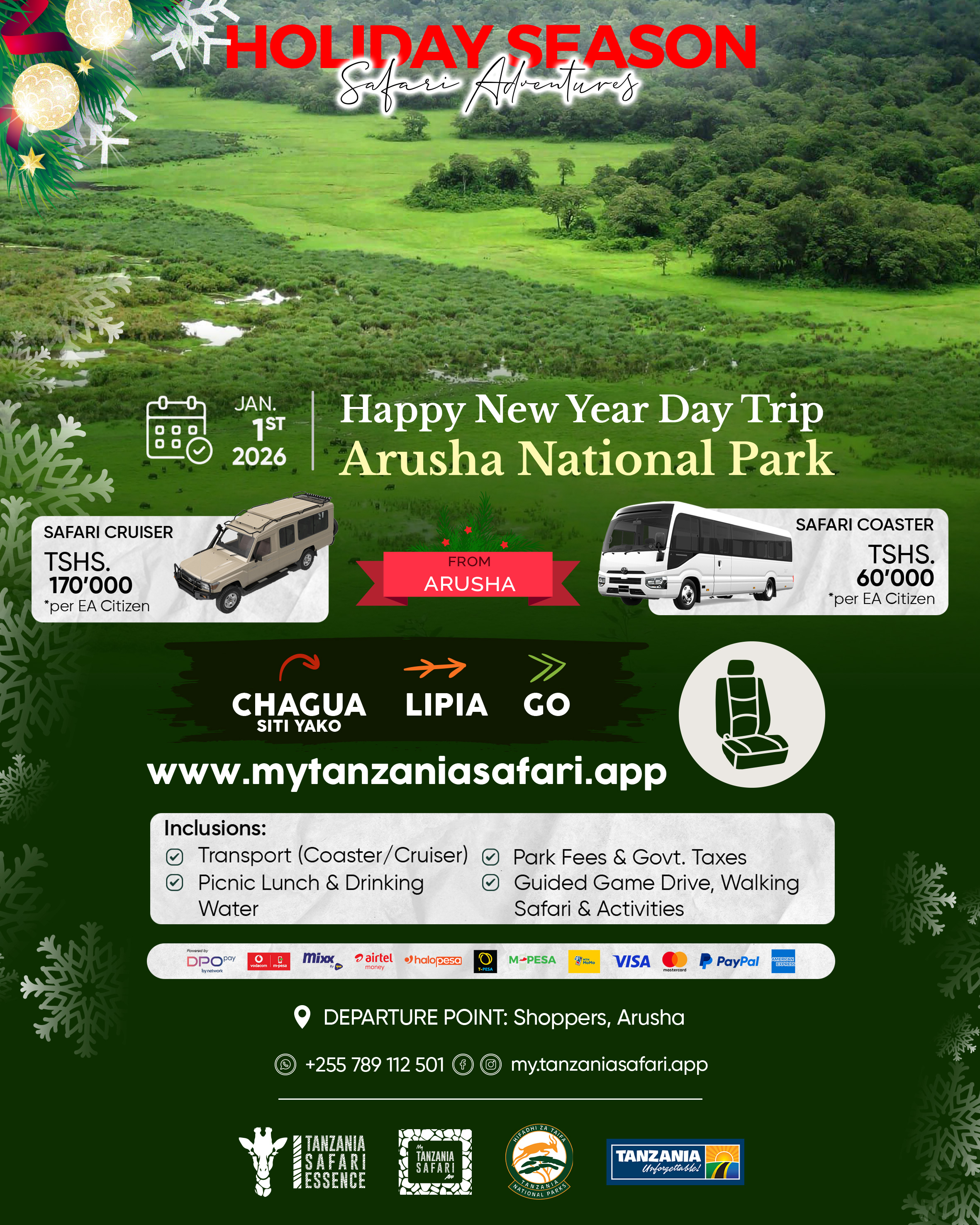Happy New Year Day Trip - Arusha National Park (from Arusha)