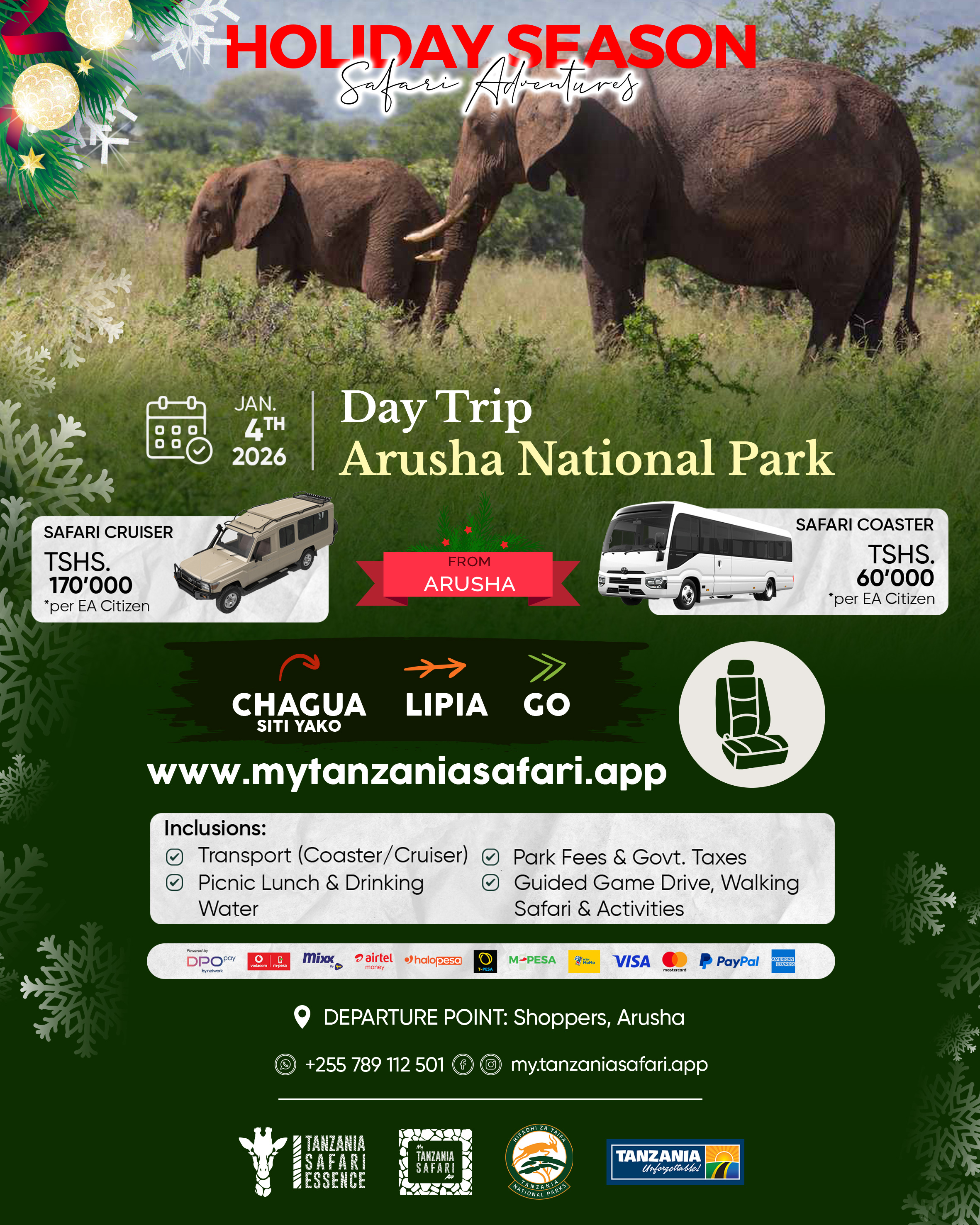 Arusha National Park Day Trip (from Arusha) - Jan 4th 2026