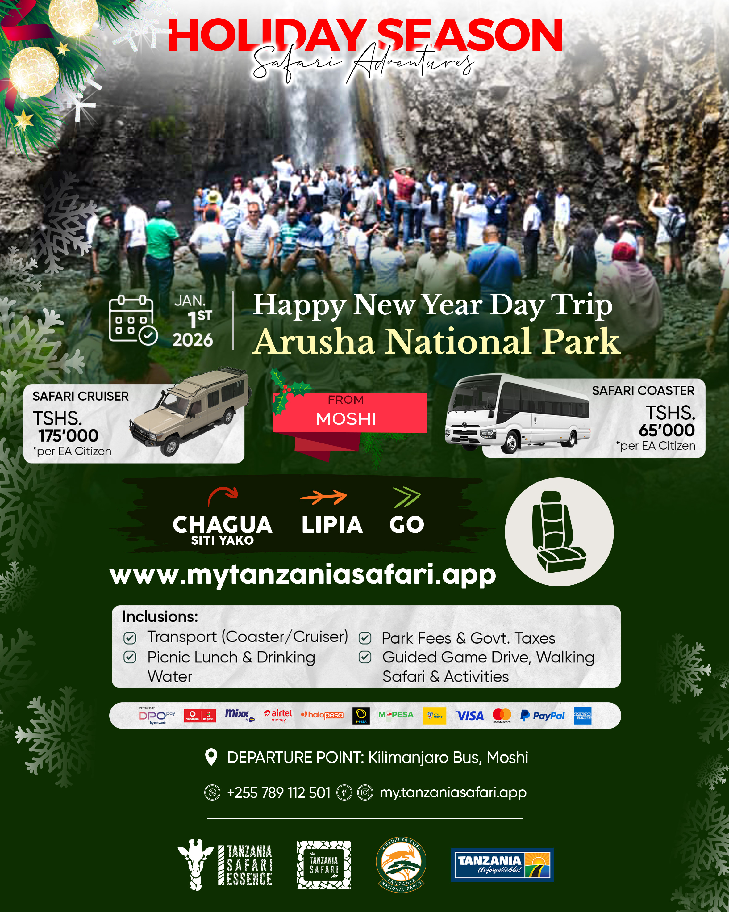 Safari ya Arusha National Park Siku ya Mwaka Mpya 2026 (kutokea Moshi)