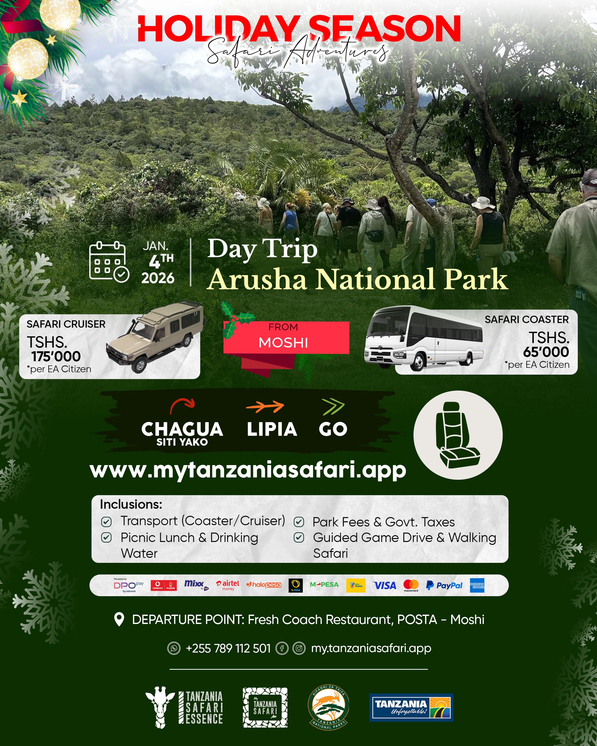 Jan. 4th Day Trip - Arusha National Park (from Moshi)
