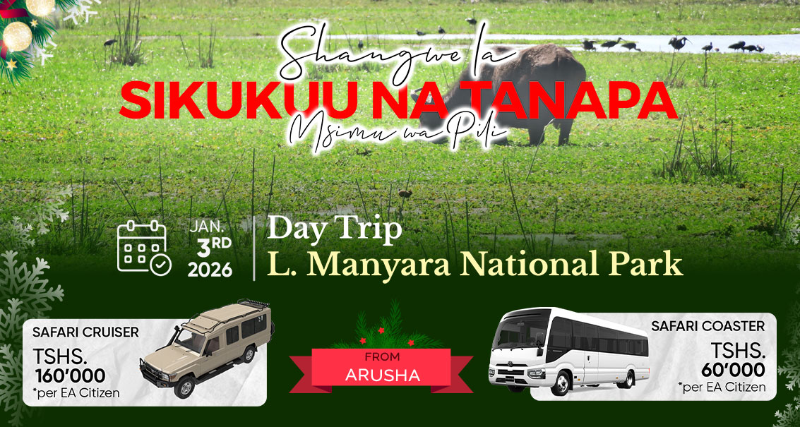 Jumamosi ya Kwanza ya Mwaka, Jan. 3, 2026 | Lake Manyara National Park Day Trip (from Arusha) - Shangwe la Sikukuu na TANAPA.