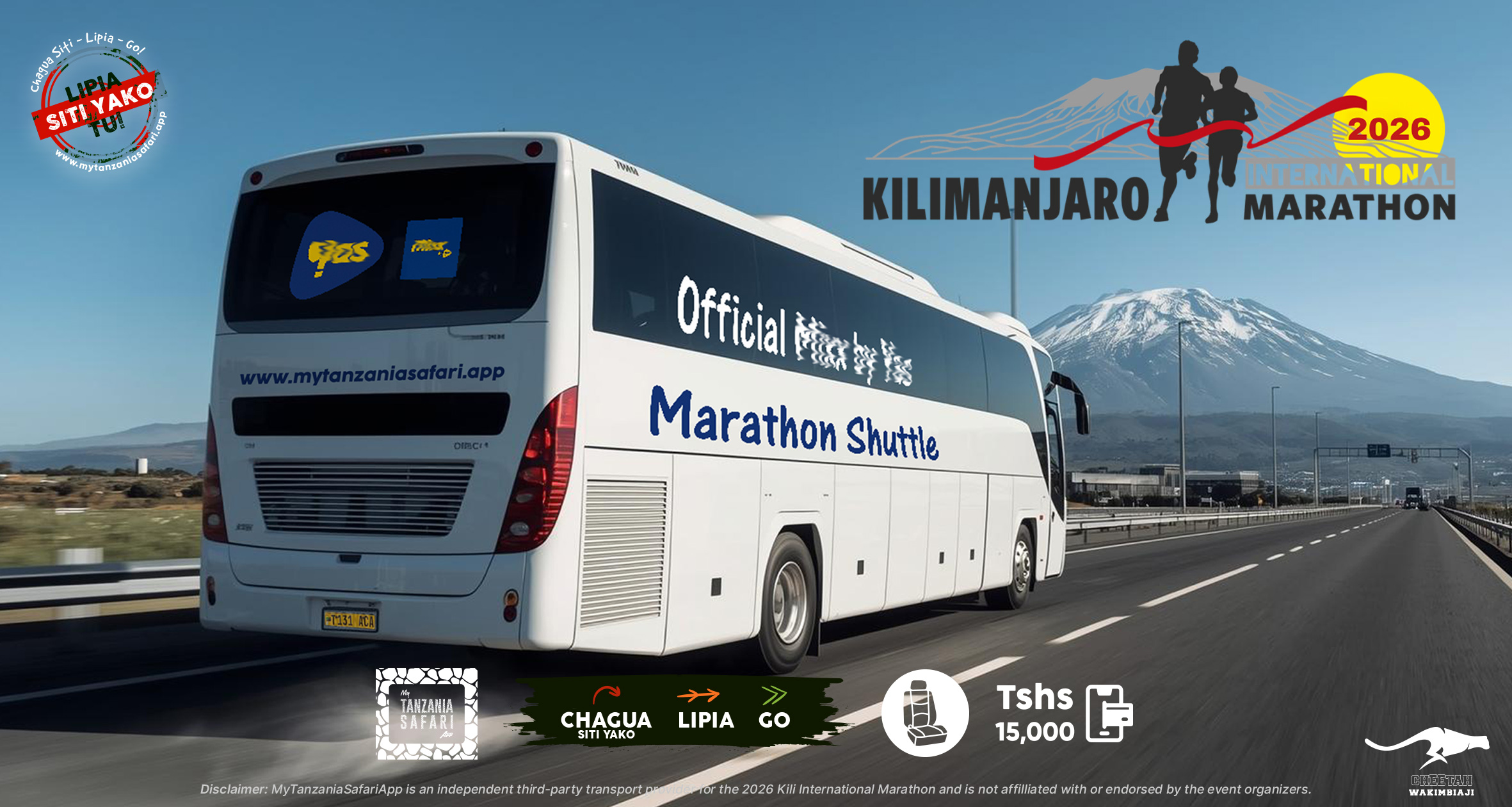Kili-Marathon 2026 Shuttle Bus (from Arusha) - WAKIMBIAJI - Cheetah