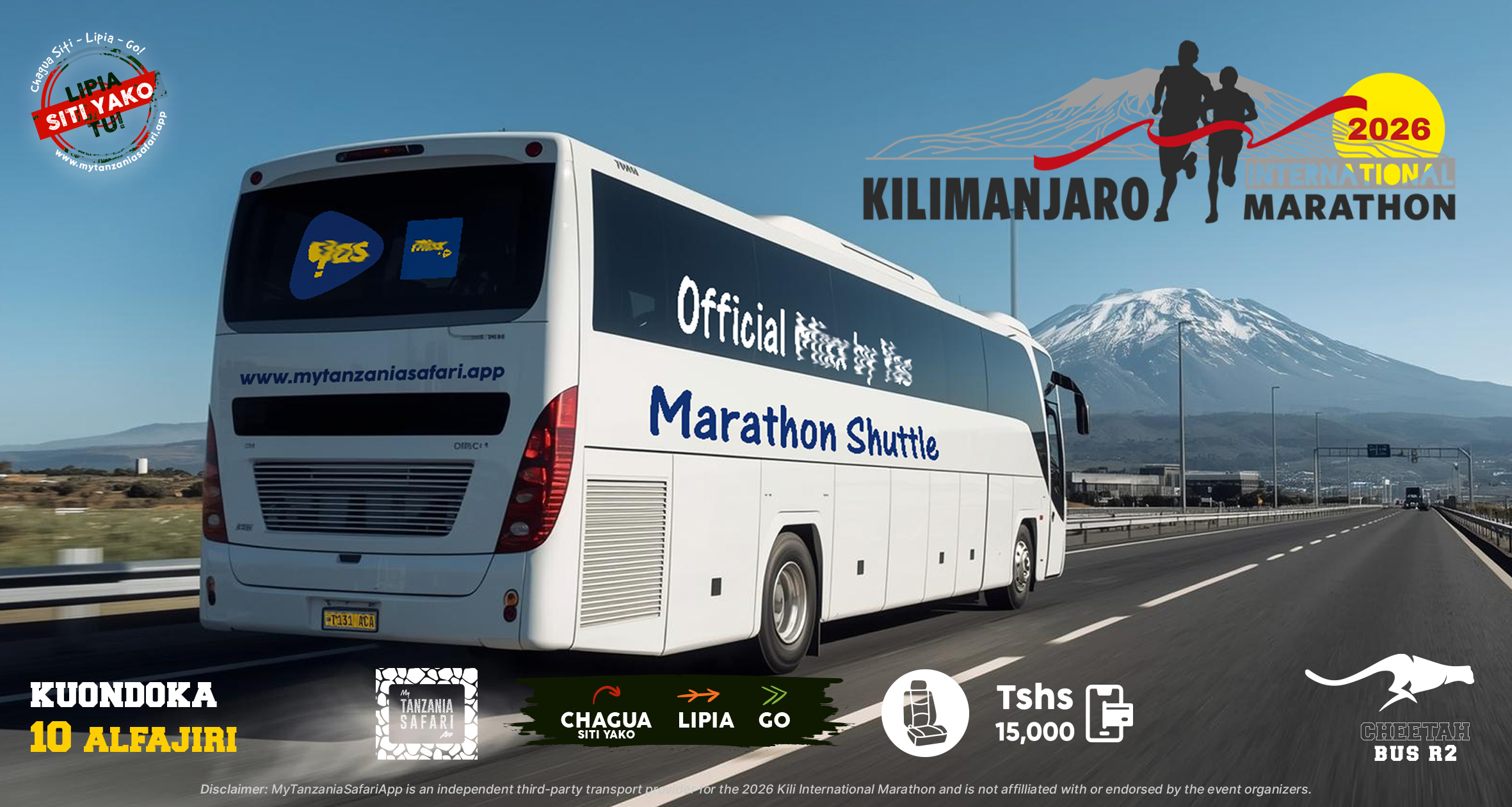 Kili-Marathon 2026 Shuttle Bus (from Arusha) - WAKIMBIAJI - Cheetah